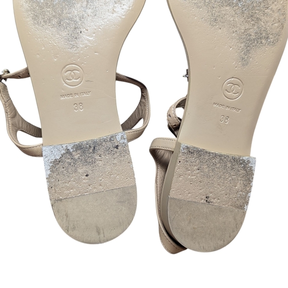 Chanel Lambskin Comet Crystal CC Thong 20S Sandals Size EU 38 - Picture 12 of 12